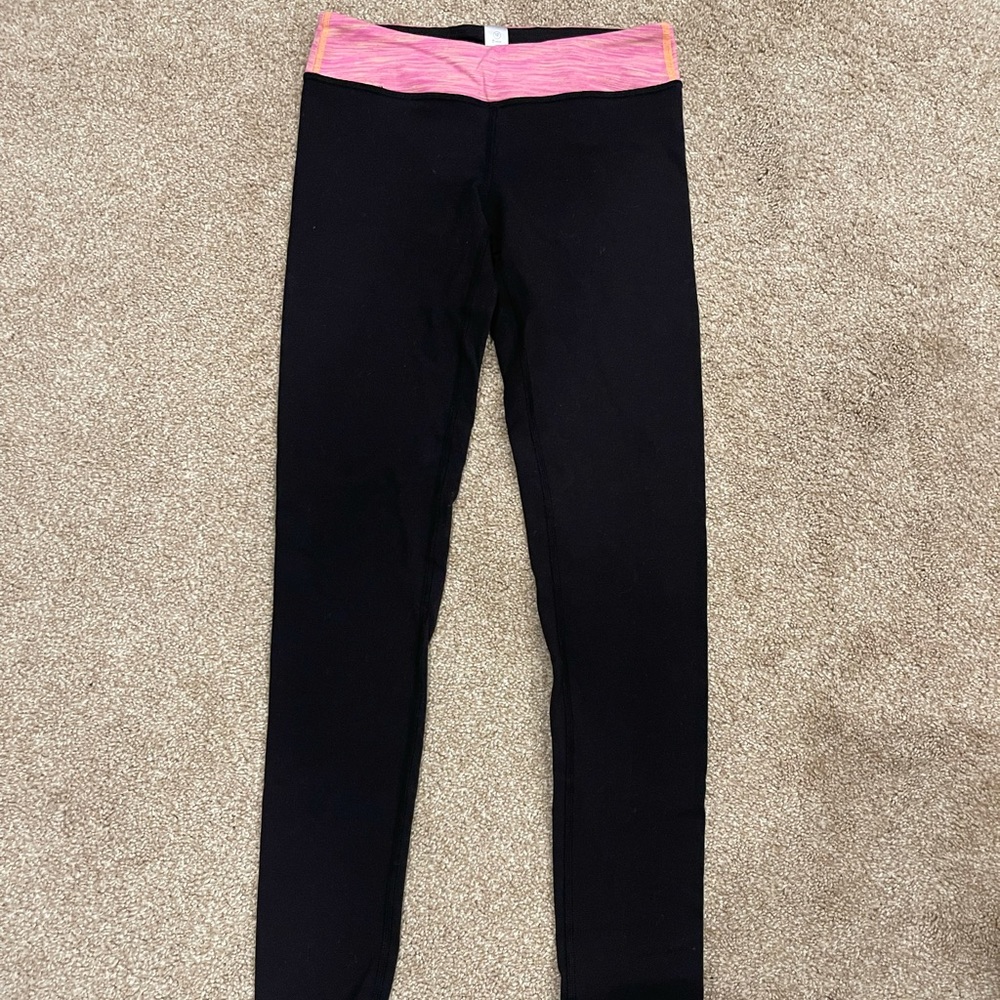 Ivivva by Lululemon Girls Black Pink Full Length Leggings Size 12